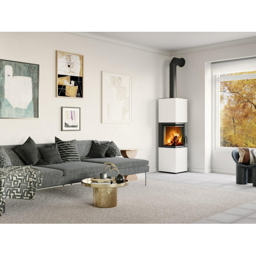 HARMONY R/L HA keramika - kachľový rohový akumulačný krb, Delené sklo