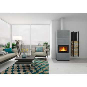 SOLID F keramika - kachľový akumulačný krb, Zadný odvod spalín