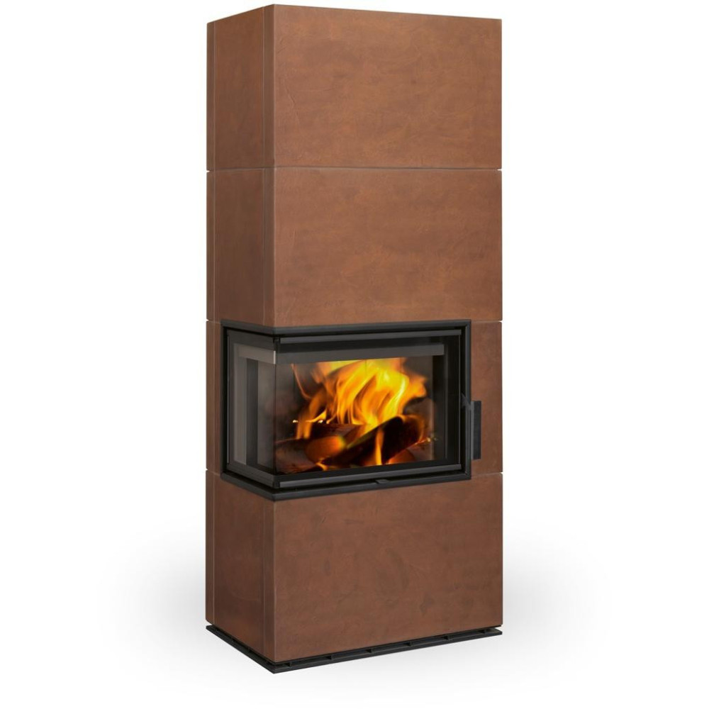 SOLID L keramika - kachľový rohový akumulačný krb, Zadný odvod spalín