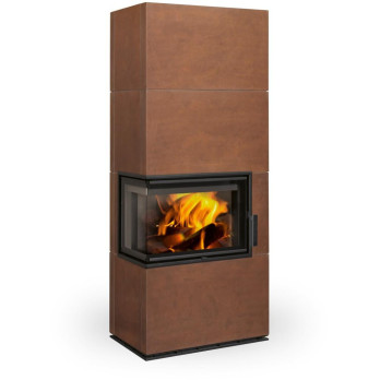 SOLID L keramika - kachľový rohový akumulačný krb, Zadný odvod spalín