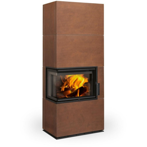 SOLID L keramika - kachľový rohový akumulačný krb, Zadný odvod spalín