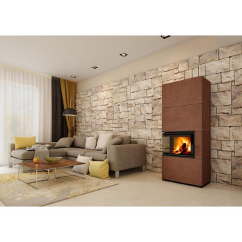 SOLID L keramika - kachľový rohový akumulačný krb, Zadný odvod spalín