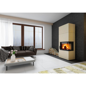 SOLID R keramika - kachľový rohový akumulačný krb