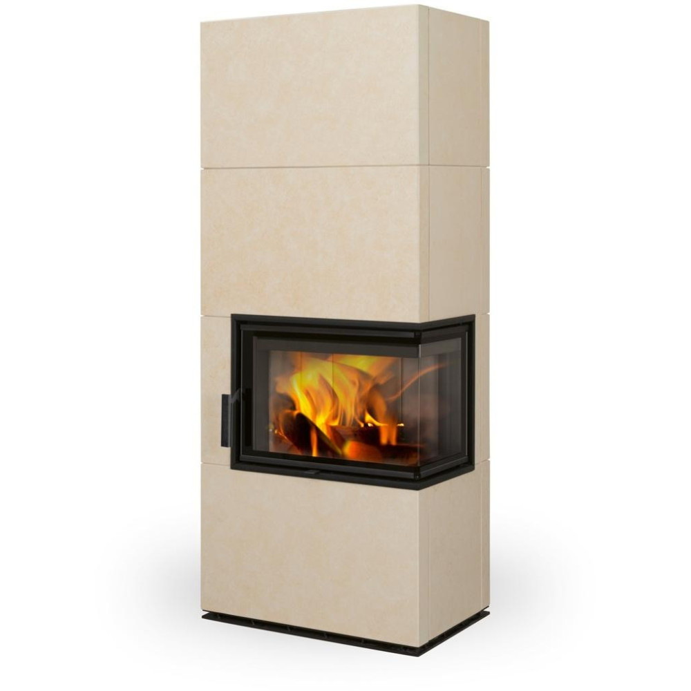 SOLID R keramika - kachľový rohový akumulačný krb, Zadný odvod spalín