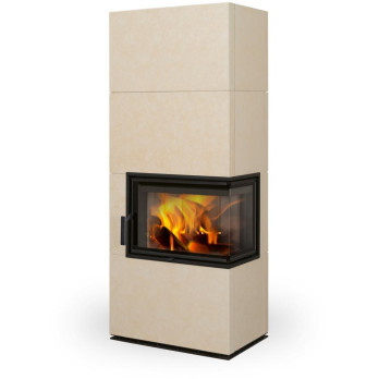 SOLID R keramika - kachľový rohový akumulačný krb, Zadný odvod spalín